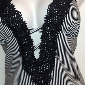 NWT- SEXY & Sweet - BLK & WHITE STRIPES With LACE!